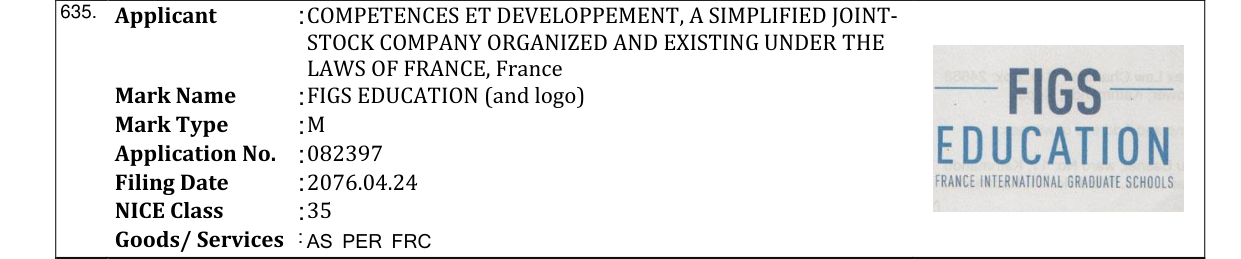 Original bulletin entry for FIGS EDUCATION (and logo)