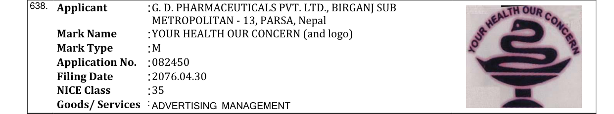 Original bulletin entry for YOUR HEALTH OUR CONCERN (and logo)