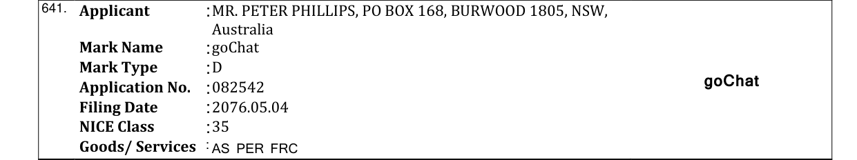 Original bulletin entry for goChat