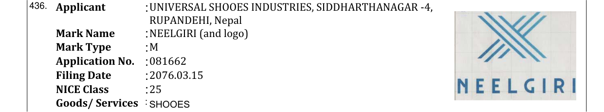 Original bulletin entry for NEELGIRI (and logo)