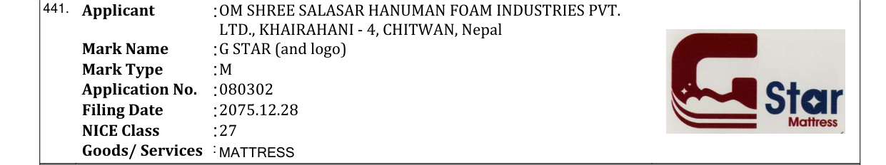 Original bulletin entry for G STAR (and logo)
