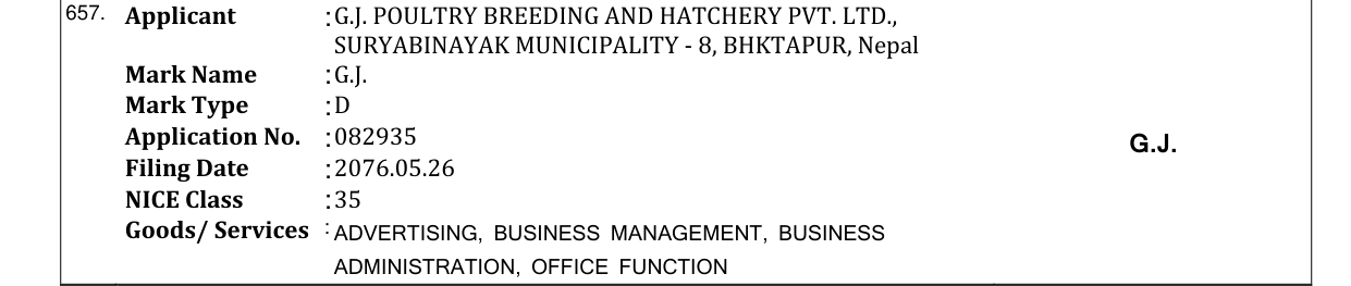 Original bulletin entry for G.J.
