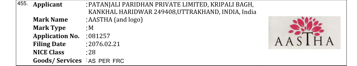 Original bulletin entry for AASTHA (and logo)