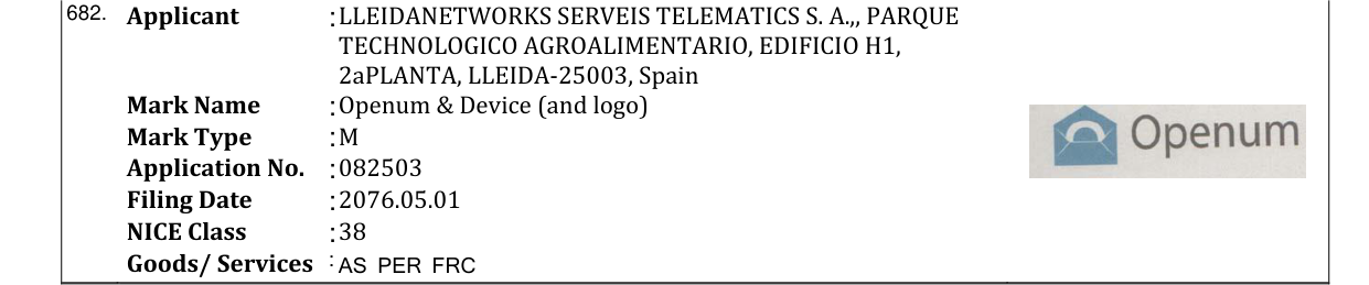 Original bulletin entry for Openum & Device (and logo)