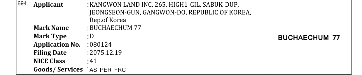 Original bulletin entry for BUCHAECHUM 77