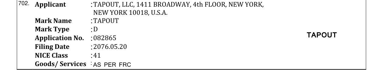 Original bulletin entry for TAPOUT