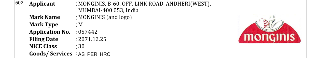Original bulletin entry for MONGINIS (and logo)