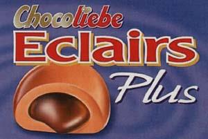 CHOCOLIEBE ECLAIRS PLUS & DEVICE (and logo) trademark logo