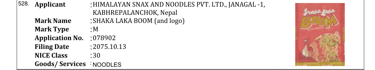 Original bulletin entry for SHAKA LAKA BOOM (and logo)