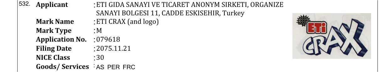 Original bulletin entry for ETI CRAX (and logo)