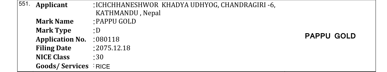 Original bulletin entry for PAPPU GOLD