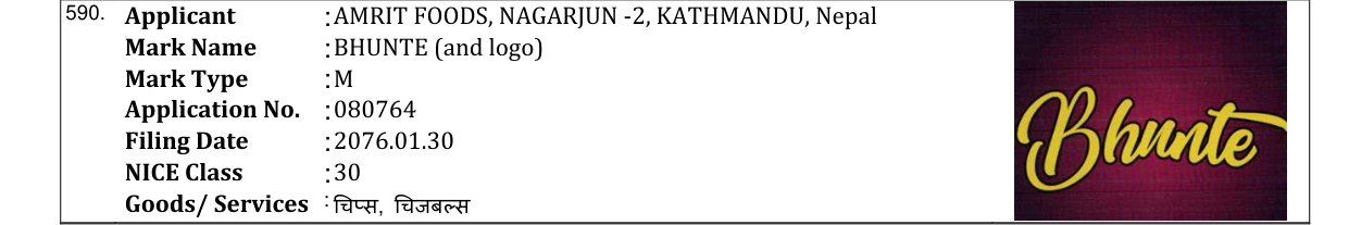Original bulletin entry for BHUNTE (and logo)