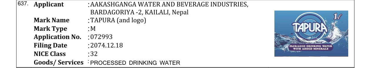 Original bulletin entry for TAPURA (and logo)