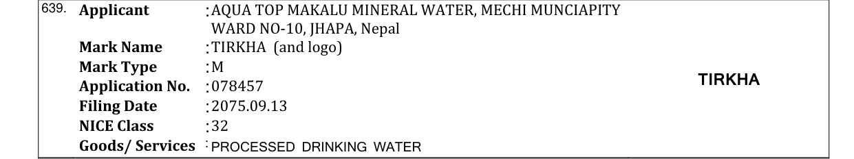 Original bulletin entry for TIRKHA (and logo)