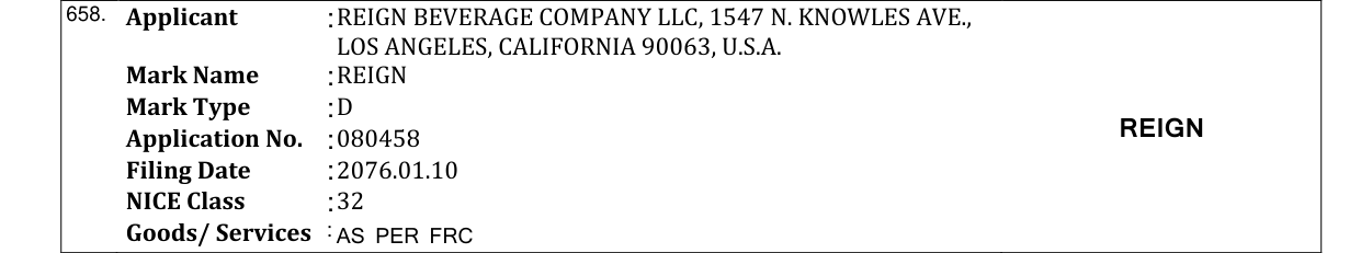 Original bulletin entry for REIGN