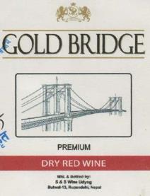 GOLD BRIDGE PREMIUM DRY RED WINE (and logo) trademark logo