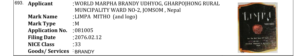 Original bulletin entry for LIMPA MITHO (and logo)