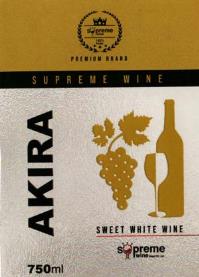 AKIRA SWEET WHITE WINE (and logo) trademark logo