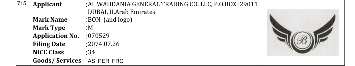 Original bulletin entry for BON (and logo)