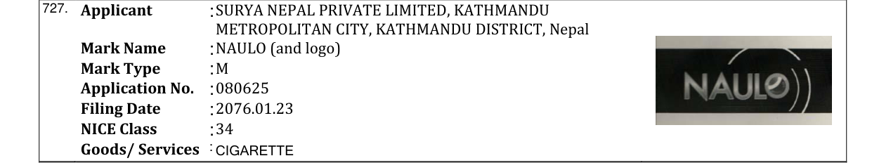 Original bulletin entry for NAULO (and logo)