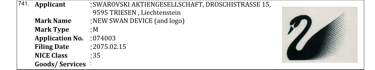 Original bulletin entry for NEW SWAN DEVICE (and logo)