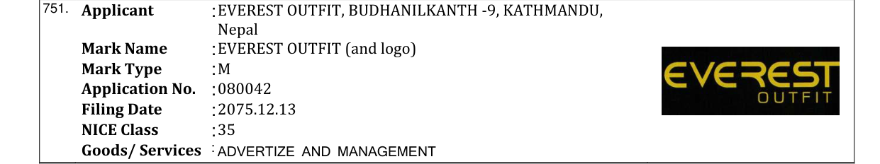 Original bulletin entry for EVEREST OUTFIT (and logo)
