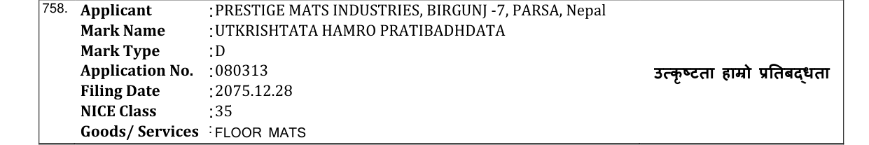Original bulletin entry for UTKRISHTATA HAMRO PRATIBADHDATA
