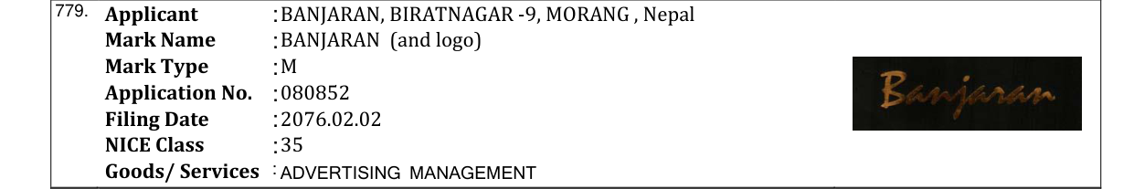 Original bulletin entry for BANJARAN (and logo)
