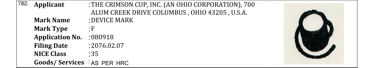 Original bulletin entry for DEVICE MARK