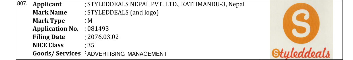 Original bulletin entry for STYLEDDEALS (and logo)