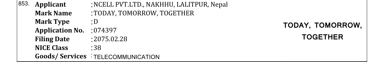 Original bulletin entry for TODAY, TOMORROW, TOGETHER