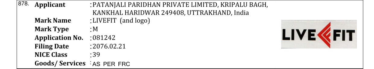 Original bulletin entry for LIVEFIT (and logo)