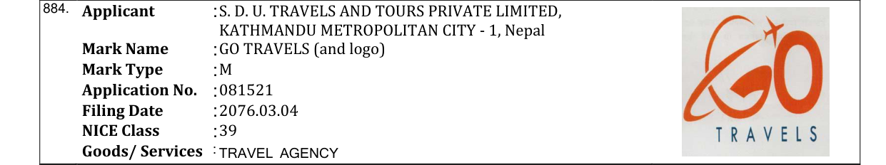 Original bulletin entry for GO TRAVELS (and logo)