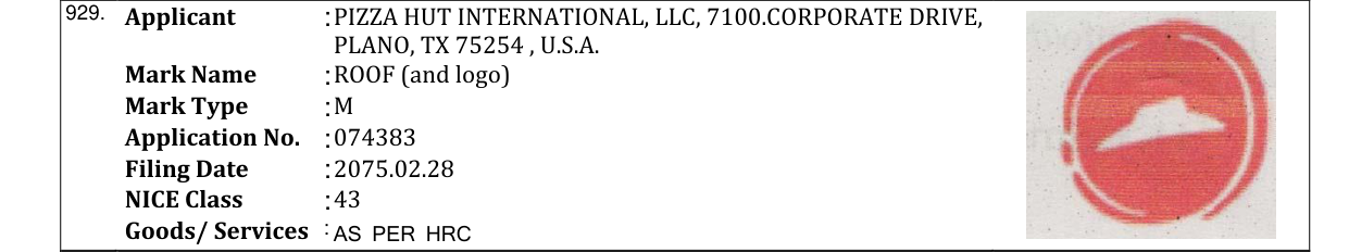 Original bulletin entry for ROOF (and logo)