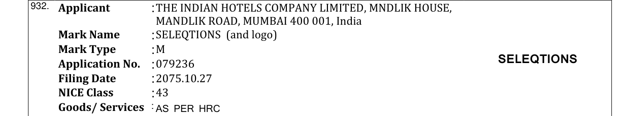 Original bulletin entry for SELEQTIONS (and logo)
