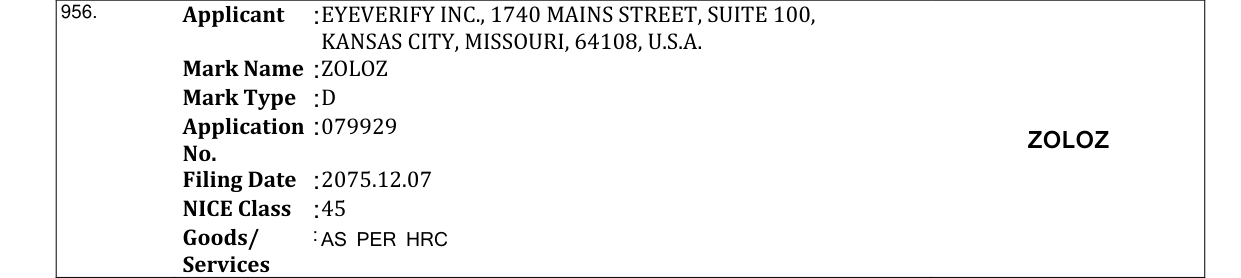 Original bulletin entry for ZOLOZ