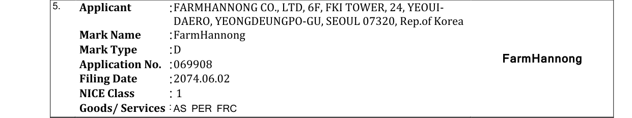Original bulletin entry for FarmHannong