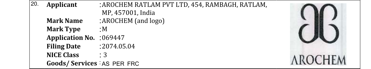 Original bulletin entry for AROCHEM (and logo)