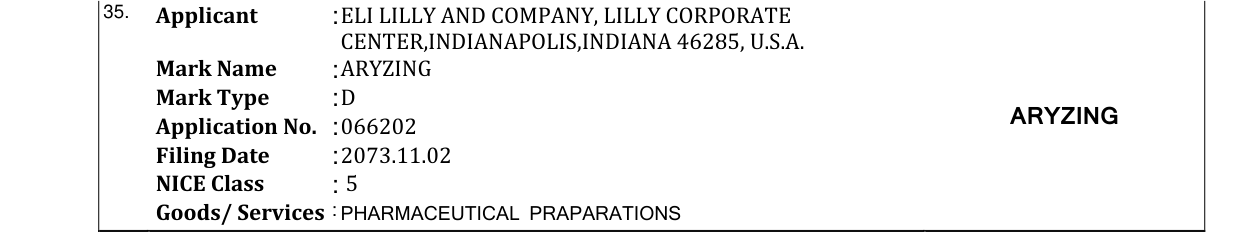 Original bulletin entry for ARYZING