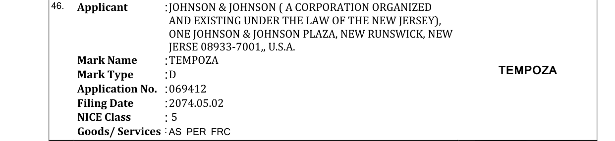 Original bulletin entry for TEMPOZA