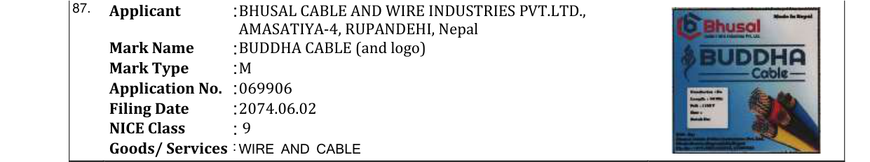 Original bulletin entry for BUDDHA CABLE (and logo)