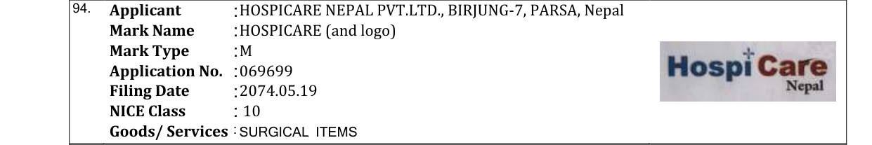 Original bulletin entry for HOSPICARE (and logo)