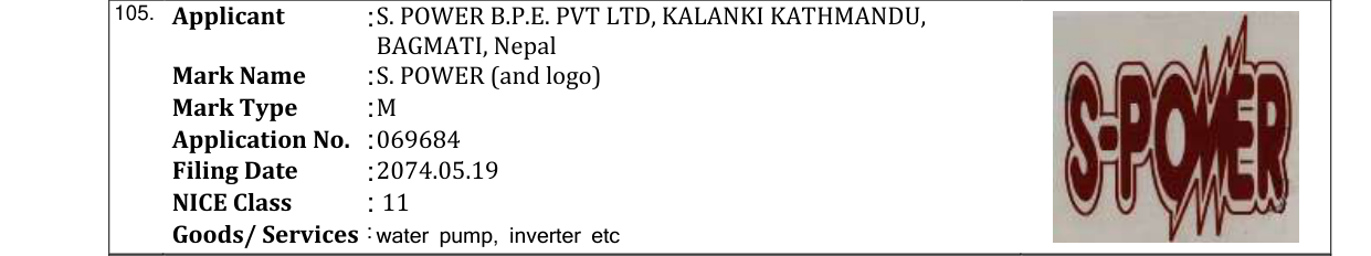Original bulletin entry for S. POWER (and logo)