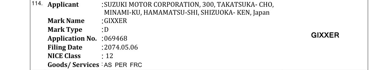 Original bulletin entry for GIXXER
