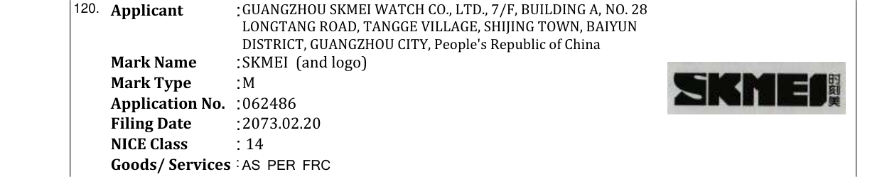 Original bulletin entry for SKMEI (and logo)