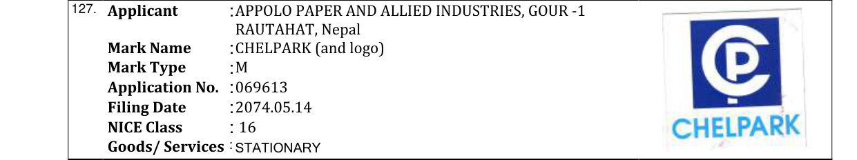 Original bulletin entry for CHELPARK (and logo)