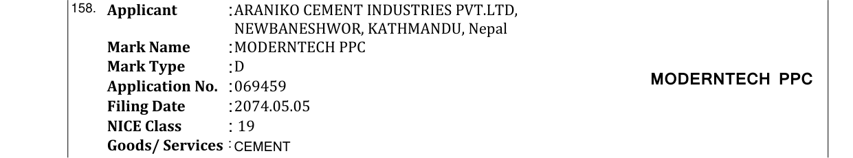 Original bulletin entry for MODERNTECH PPC