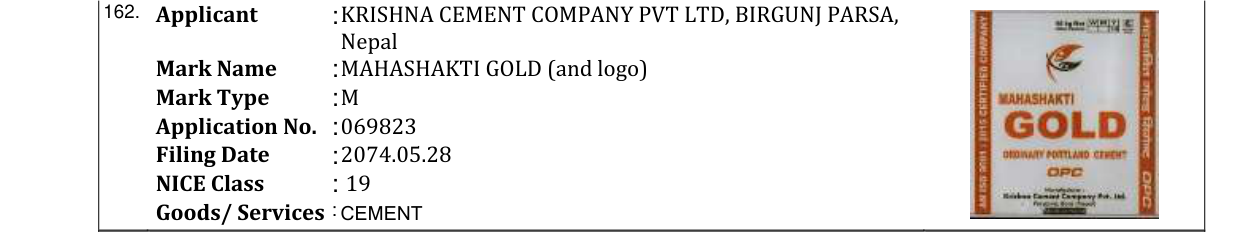 Original bulletin entry for MAHASHAKTI GOLD (and logo)