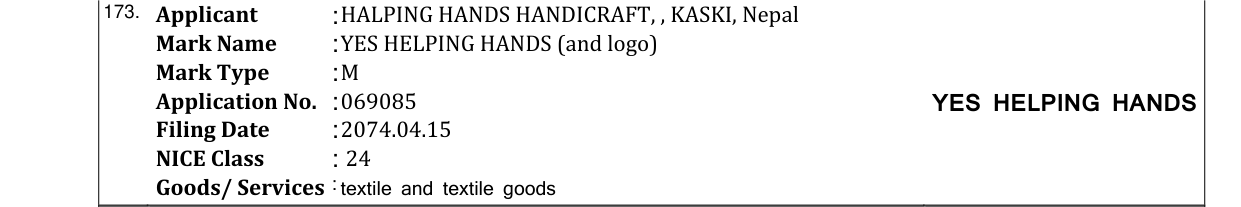 Original bulletin entry for YES HELPING HANDS (and logo)