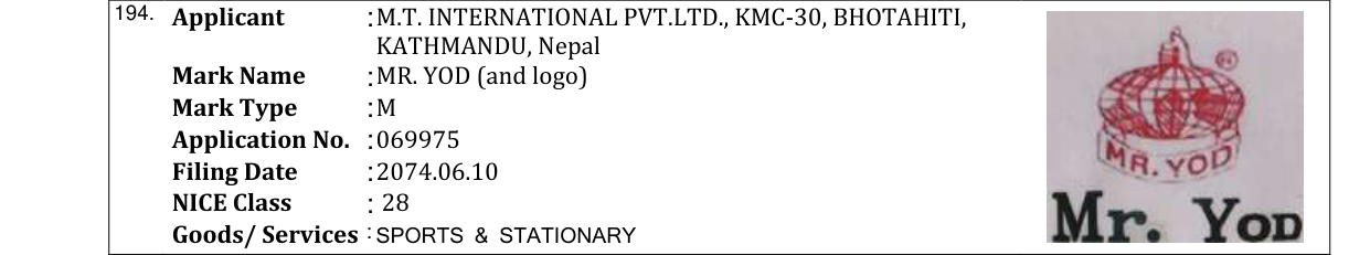 Original bulletin entry for MR. YOD (and logo)